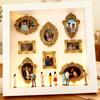 Sets DIY Mini Museum Silhouette Box Creative Memory Display Kit With Mini Figurines Gold Frames, For Anniversary Wedding Gift