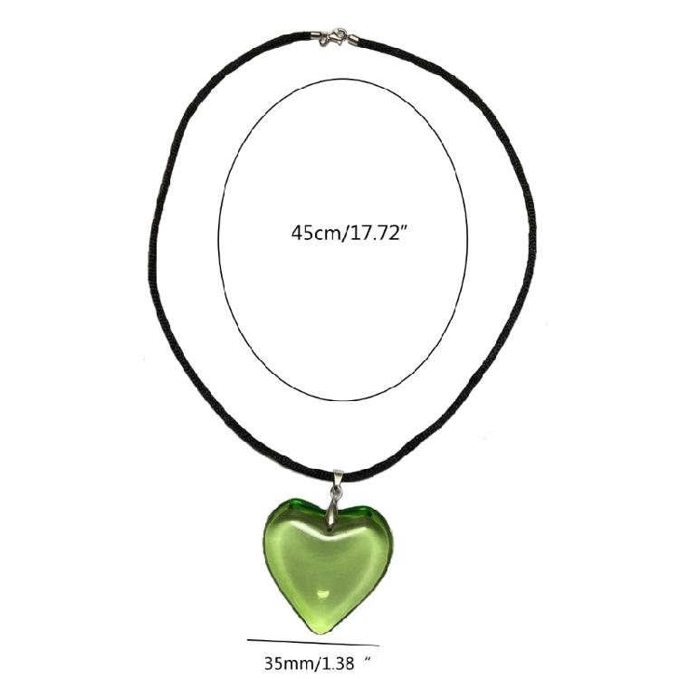 Punk Black Rope Chain Glass Heart Pendant Choker Necklace Birthday Ornament