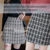Tweed mini and check Korean mini solid stylish brushed gray Korean style size skirt, skirt, A-line, trapezoid, pencil, pattern, fashion, high-waisted,