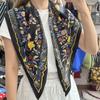 Fashion Imitation Silk Floral Triangle Scarf Polka Dot Polyester Women's Necktie Decorative Floral Print Belt Scarf Women
