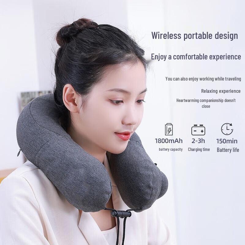 LDIWEI Automatic Inflatable Massage Travel U-Neck Pillow CN plug (adapter included)