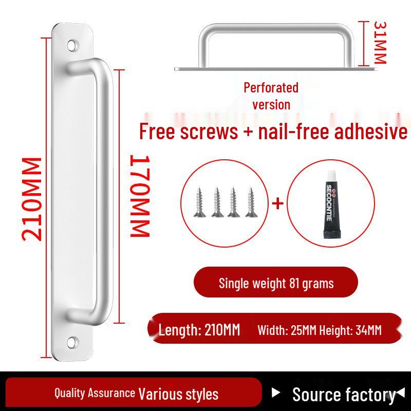 Aluminiumlegering Deurklink zonder Boren voor Glazen, Stalen, Kunststof Balkon-, Schuif- en Kastdeuren