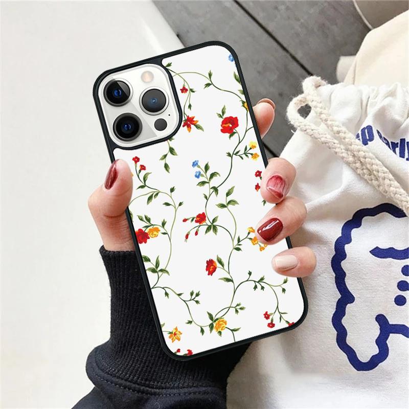 Vintage Leaves Flower Phone Case For iPhone 17 Air 15 16 Cover  11 13 14 Pro Max 12 Plus Max Fundas