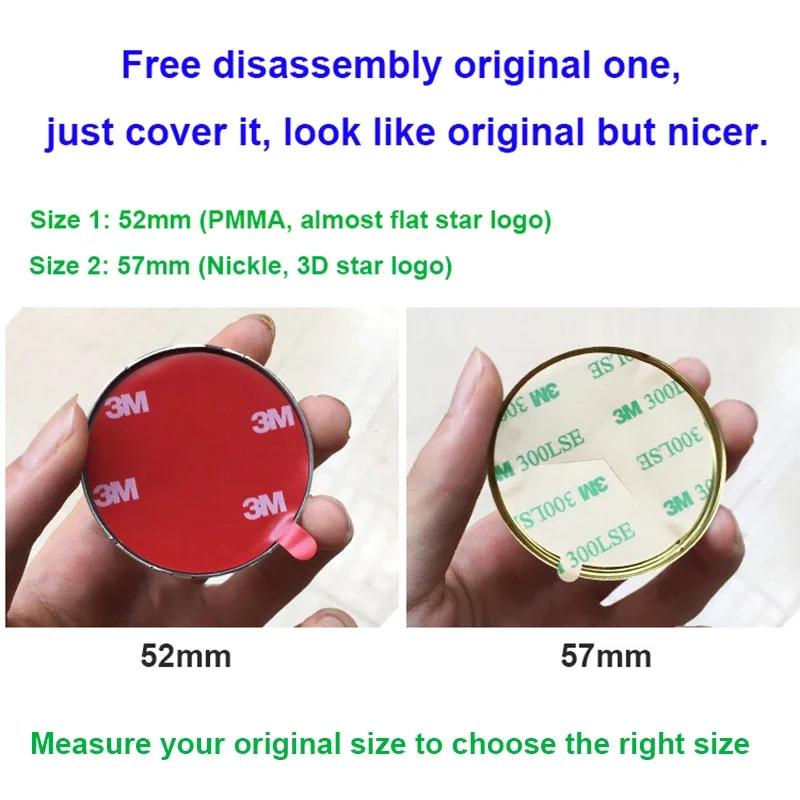 Car Sticker Hot For Benz 52mm 57mm Solid 3d & Flat Star Apple Tree Badge Nickle Car Emblem for Mercedes Benz AMG Steering Wheel