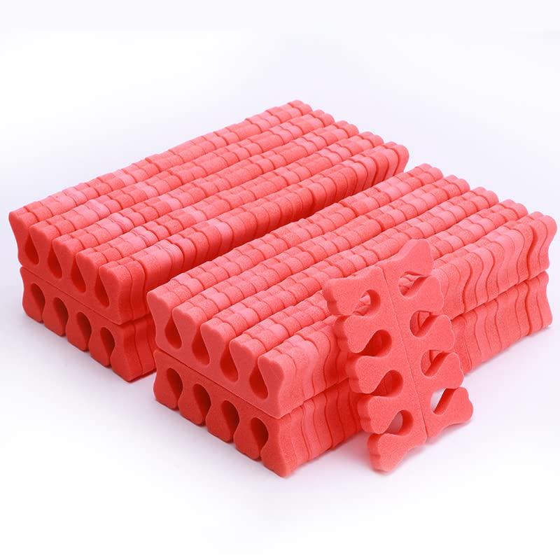 100PCS Sponge Toe Separator, Soft Toe Spreader Nail Art Finger Separator Divider Spacer Manicure Pedicure Tool for Nail Polish (Pink)