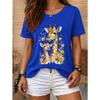 Fashion Women Retro Creative Giraffe Pattern Print T Shirt Funny Casual O-neck Short Sleeves T-shirt Summer Female Tee Shirt