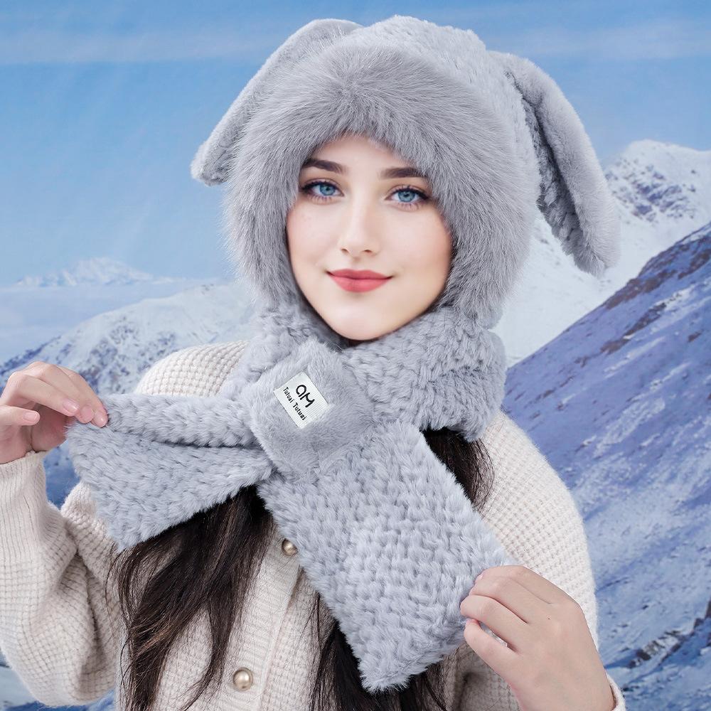 Hat Scarf Plush Hat for Women In Winter New Style Fresh and Sweet Cold Warm Hat Cute Versatile Two Piece Set