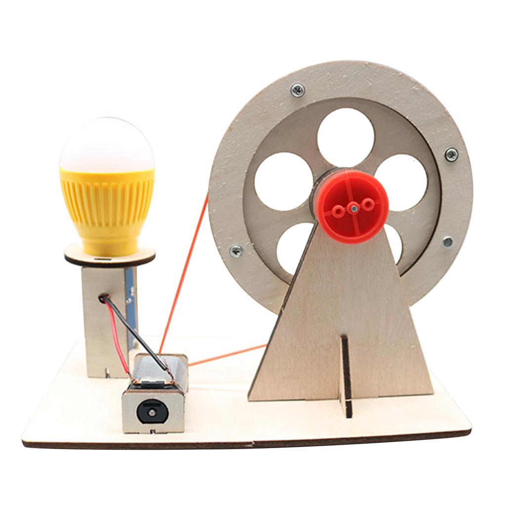 Hand Cranked Generator Power Set Wooden DIY Manual Science Experiment Educational Generator Projects for Boys Girls
