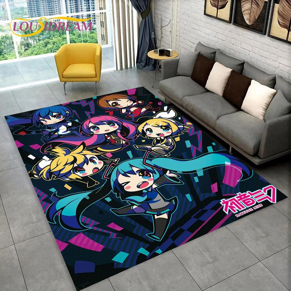 3D Cute M-Mikuu Music Cartoon Characters Carpet Rug for Living Room Bedroom Home Sofa Decoration,Kid Area Rug Non-slip Floor Mat