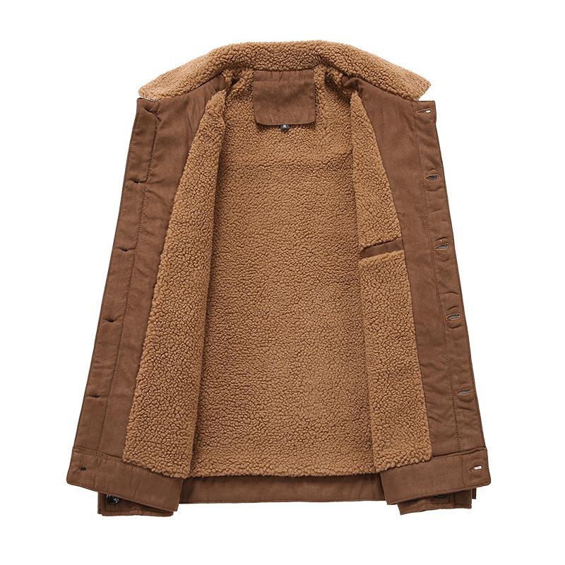 Minimalist Padded Jacket Men's 2026 Lamb's Wool Jacket Deer Skin Velvet Thickened Cotton Clothing Cotton Clothing Breathable Work Casual Jacket