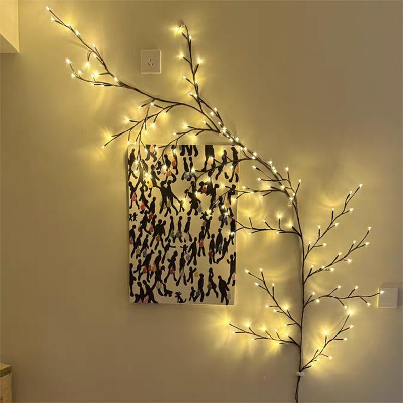 96 LED Willow Vine Lights 8 Modes Enchanted Wall Decoration Vine Lights with Remote Fairy Lights for Wall Christmas Home Decor