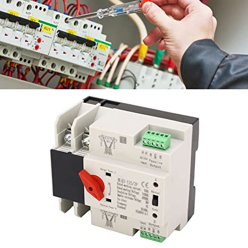 AC110V 100A Dual Power Automatic Transfer Switch, 35mm Rail Mount, 2P ATS Generator Transfer Switch