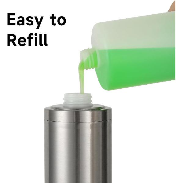 GAPPO Brushed Nickel Soap Dispenser Stainless Steel Metal Pump Hand Lotion Bottle for Bathroom, Bedroom and Kitchen(300ML/10.15Ounce)