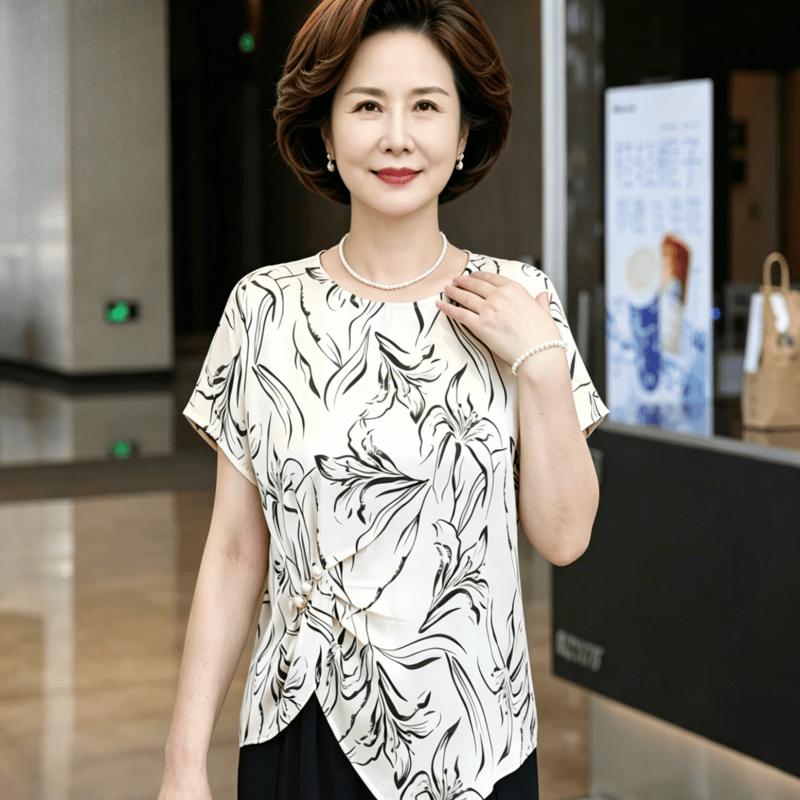 AEMAPE Women s Floral Print Short Sleeve Summer Set 5XL