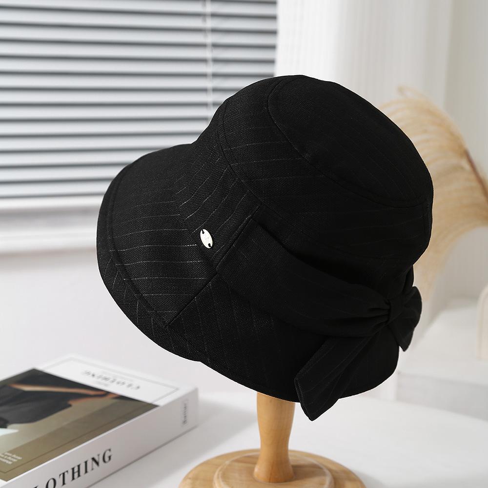 Spring Summer Sun Hats For WomenWomen's Bucket Hat With Bow Solid Color Foldable Cloth Korean Style Lady Travel Casual Fashion