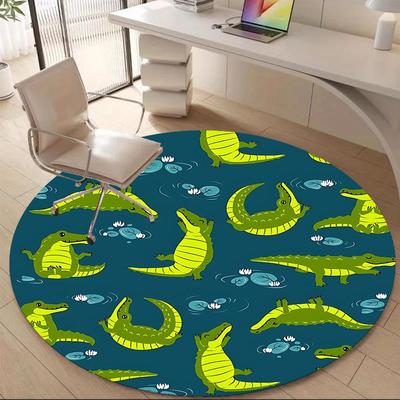 1PC Alligator Office Round Area Rug, Mat Suitable For Office, Under Office Chairs Bedroom Living Room Home Decor, Room Deco