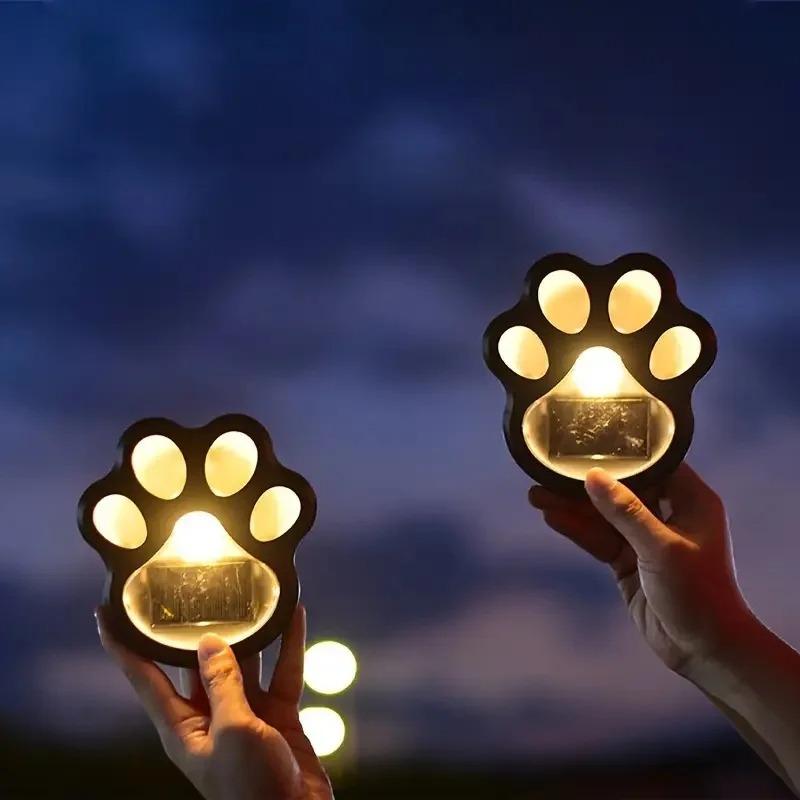 Solar Solar Cat-claw Lamp Outdoor Waterproof LED Pathway Markers for Garden Patio Lawn Camping Creative Animal Paw Decor Automatic Night Light