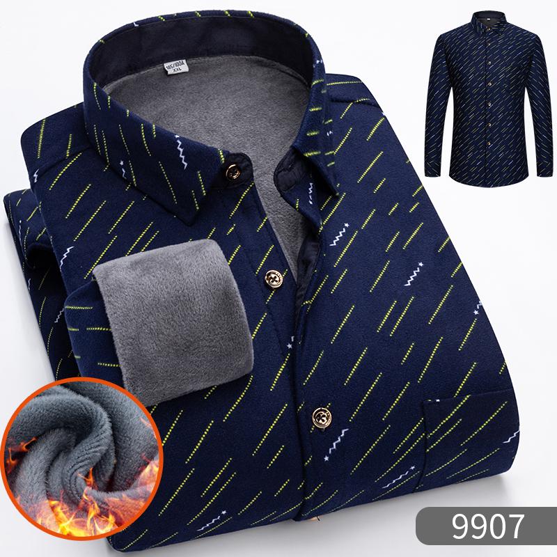 2026 Autumn/Winter New Men's Fashion Long Sleeve Plaid Shirt Fleece and Thick Warm Men's Casual High Quality Large Size Shirt