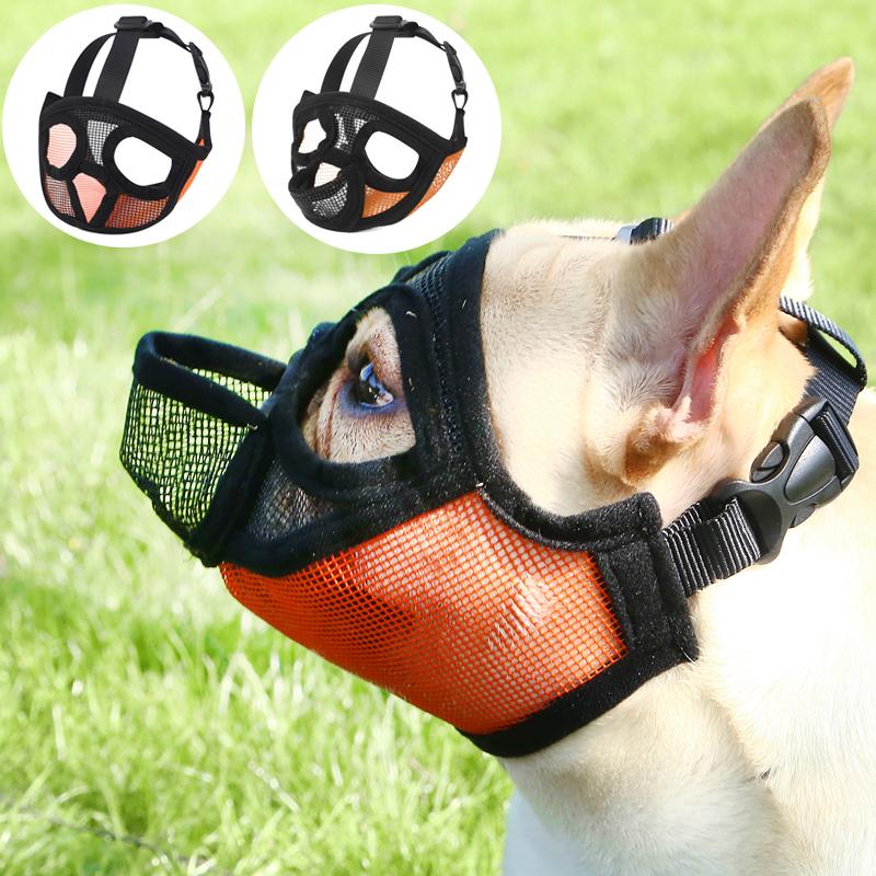 Outdoor Prevent Stealing Biting Dog Muzzle for Dogs Mesh Breathable French Bulldog Pug Face Mask Mascotas Accessories Products