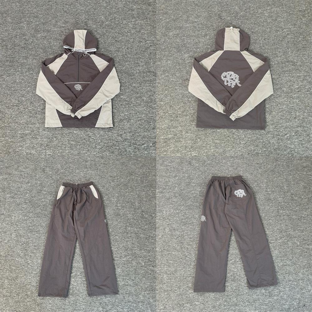 Mertra Retro Colorblock Windjacke & Lässige Sporthosen Set