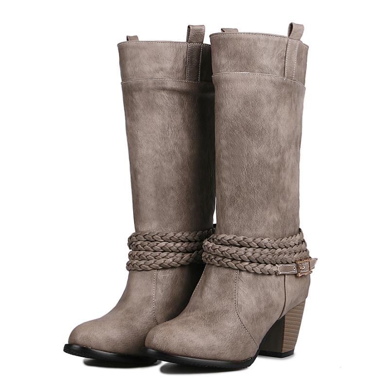 Mode Übergröße Damen Coole Motorradstiefel Mode Klobige Absätze Slipper Herbst Winter Schuhe Halblange Stiefel 889