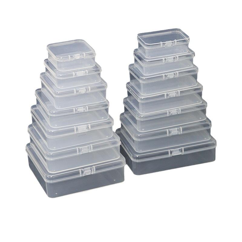 1 Piece Square PP Plastic Box Rectangular Storage Transparent Flip Cover Storage Parts Multifunctional Product Jewelry Packaging