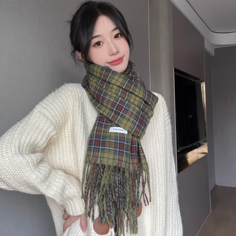 Unisex Korean Style Christmas Red Faux Cashmere Knitted Scarf & Neck Warmer