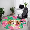 1 Stück Floral Dog Office Runder Teppich, Rutschfest, Weich und Langlebig, Büroteppich für Innendekoration, Perfekt für das Büro, Schöne Dekoration yy260323012