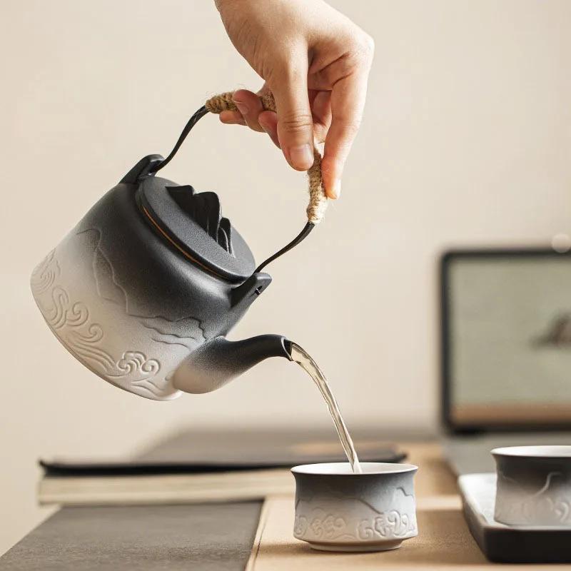 Tea Set Home Living Room Light Luxury High-End Kung Fu Loop-Handled Teapot Small Tea Tray Chinese Kung Fu Tea Set