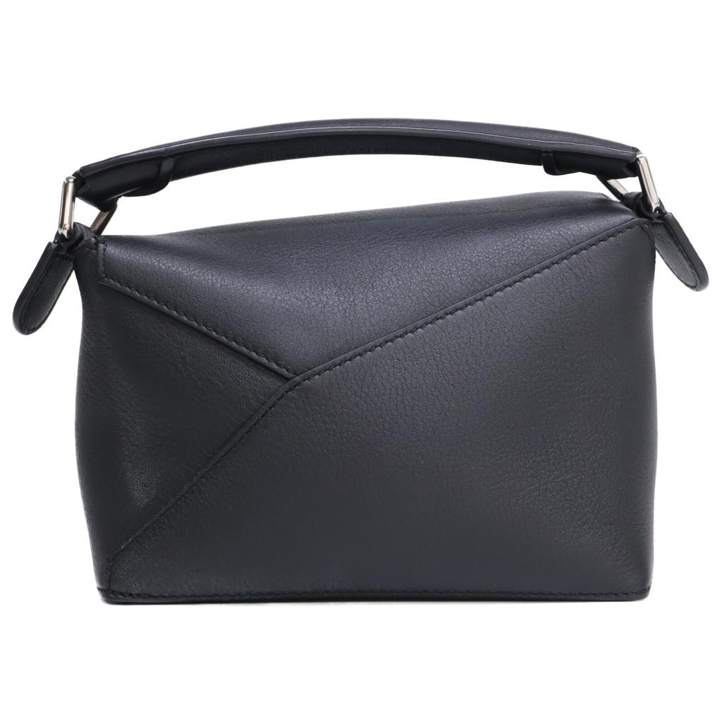 LOEWE Classic Calfskin Puzzle Edge Mini 2-Way Handbag Shoulder bag blackUsed