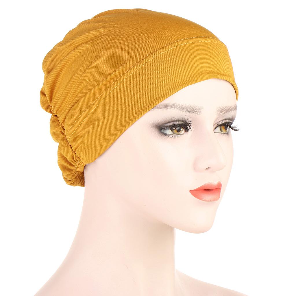 Multicolor Women Muslim Hijab Cap Fashion Ruffled Stretch Under Scarf Turban Hat Islam Headscarf Bonnet Adjustable