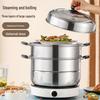 Stainless Steel Double-Layer Steamer Pot for Induction & Gas Cookers, Large Size, Ideal for Steaming Buns and Fish