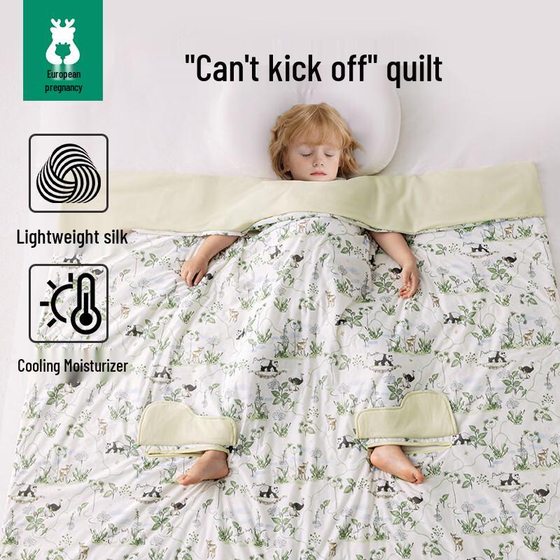 OUYUN Children s Silk-Filled Anti-Kick Sleeping Bag 150cm x 150cm (2-7 Years)