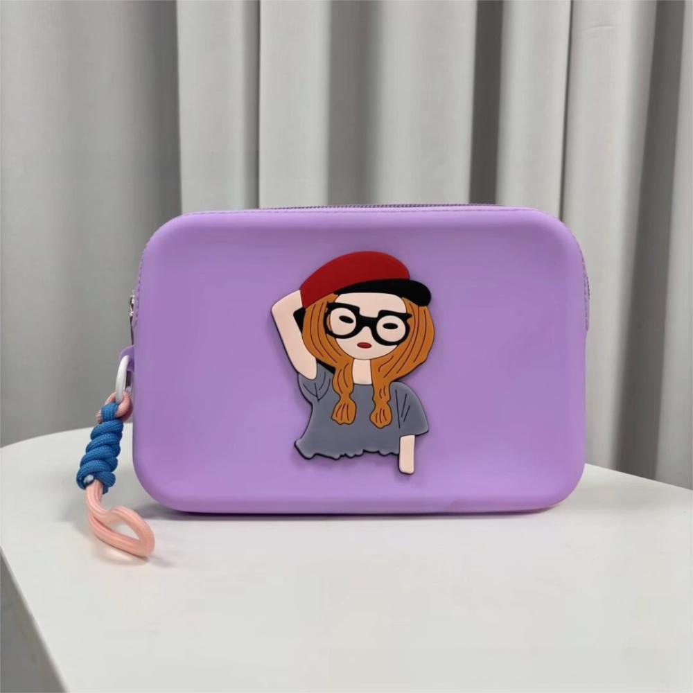 

Многофункциональная силиконовая косметичка для хранения, защита от потери, большая вместимость, чехол для телефона, водонепроницаемый квадратный кошелек, для путешествий фиолетовый