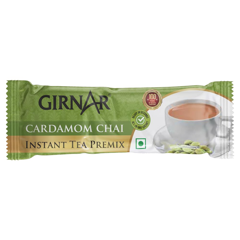 Girnar Instant Premix Cardamom Tea 140g Box Pack of 10 Sachets Assam Strong Chai Blend