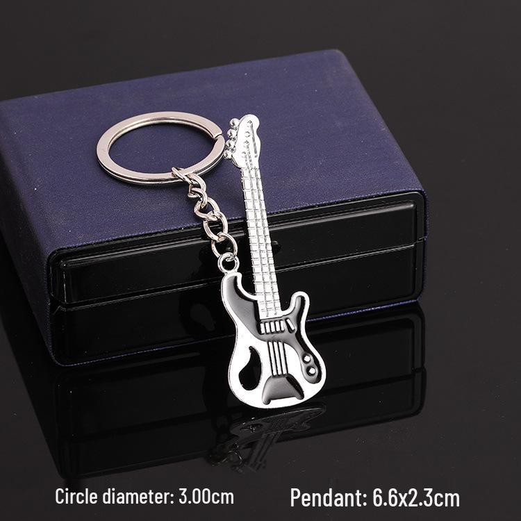 European & American Rock Guitar Keychain: Hip Hop Drip Oil Alloy Pendant Charm for Women's Bags