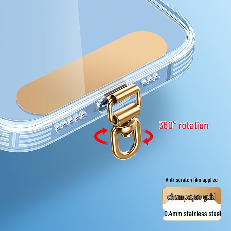 Ultra-Thin Stainless Steel Rotating Phone Lanyard Clip with Anti-Lost Sticker