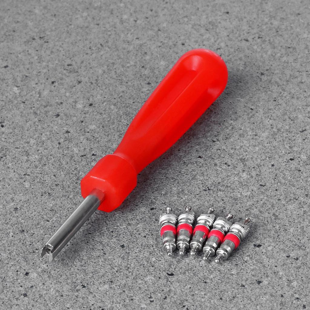 VORCOOL Tire Valve Core 5 Insect Screwdriver 1 Tire Valve Core Wrench Valve Core Remover Insect Valve Screwdriver Insect Valve Motorcycle Tire To