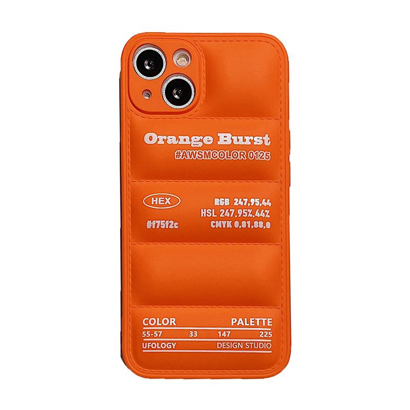 Stylowa kurtka puchowa i silikonowe etui na telefon iPhone 15Pro, 14PRO, 13promax, 11/12/XR, zapobiegające upadkom.