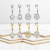 Punk Style Unisex Titanium Body Jewelry Belly Navel Nail Double-Headed Claw Set Zircon Navel Ring Geometry Piercing