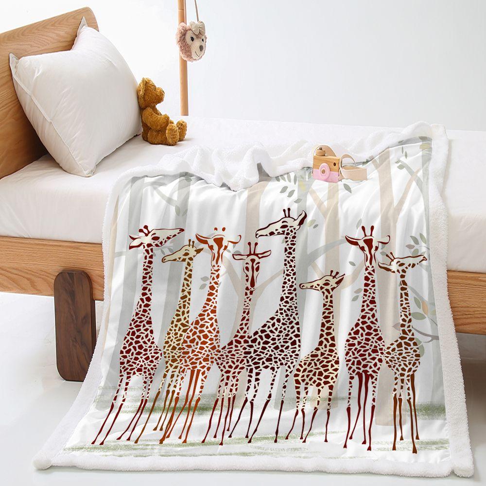 Blanket Animal Giraffe Digital Printed Lamb Fleece Crystal Fleece Blanket