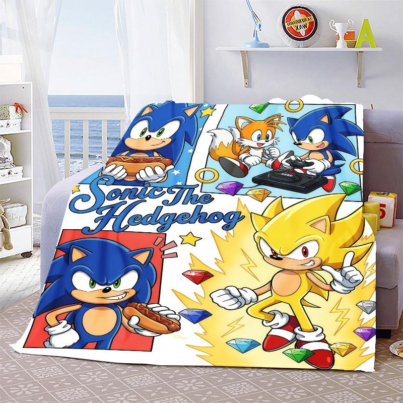Sonic Soft Flannel Blanket Warm Throw Cozy Lightweight Blanket for Sofa Bed Home Decoration -QJY