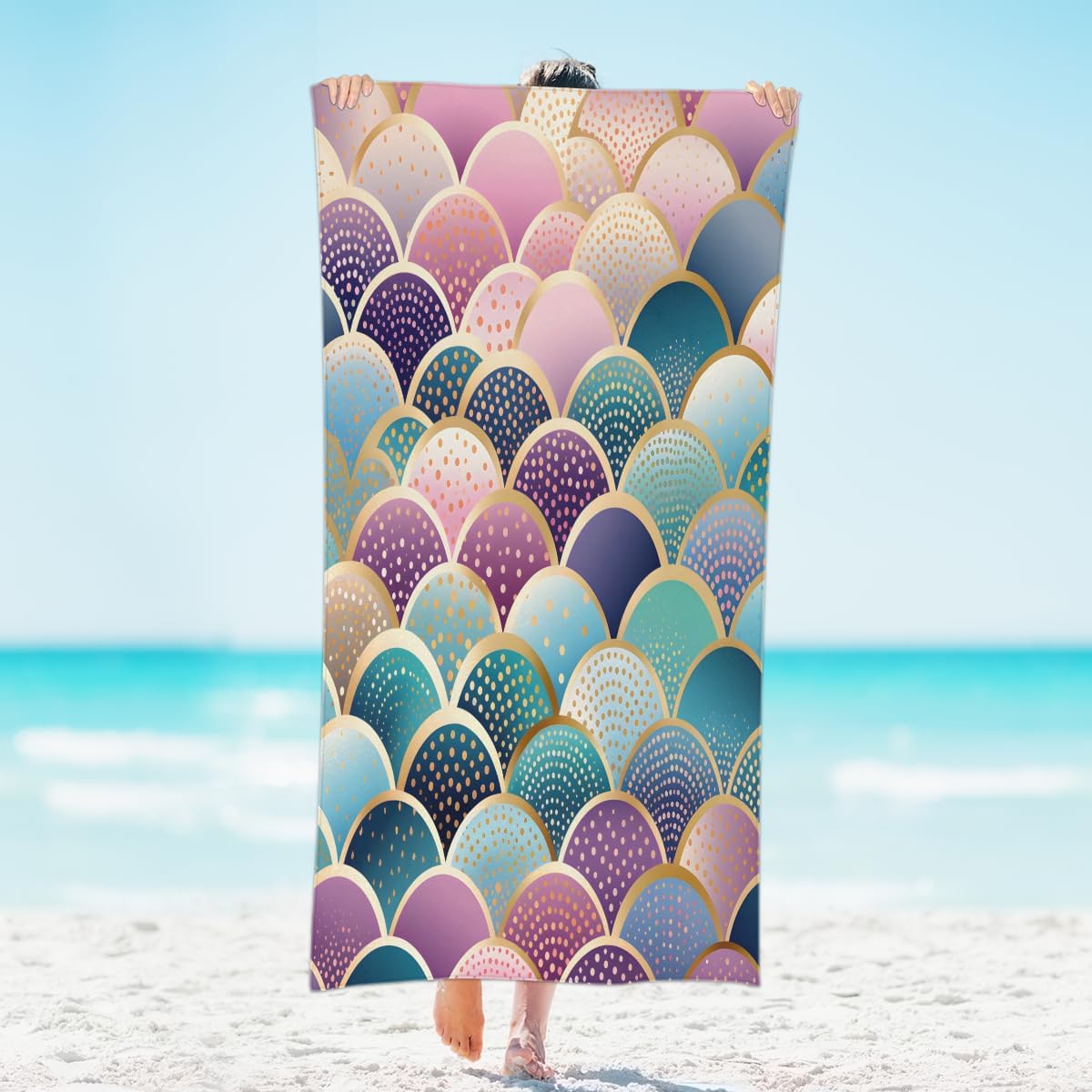 

Animal Skin Colorful Beach Towel, Large Microfiber Quick Dry Lightweight Pool Bath Towels Sand Free Beach Blanket for Summer W30*H60(CM)