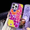 Flower Painting Art Phone Case For iPhone 16 15 14 13 12 11 Pro Max White Purple Matte Laser Metallic Aurora Funda