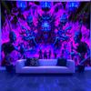 VIKAMA Halloween Dark Night Demon Lord Tapestry Horned Demon Purple-Blue Skull Dark Room Theme Gothic Style Living Room Decor