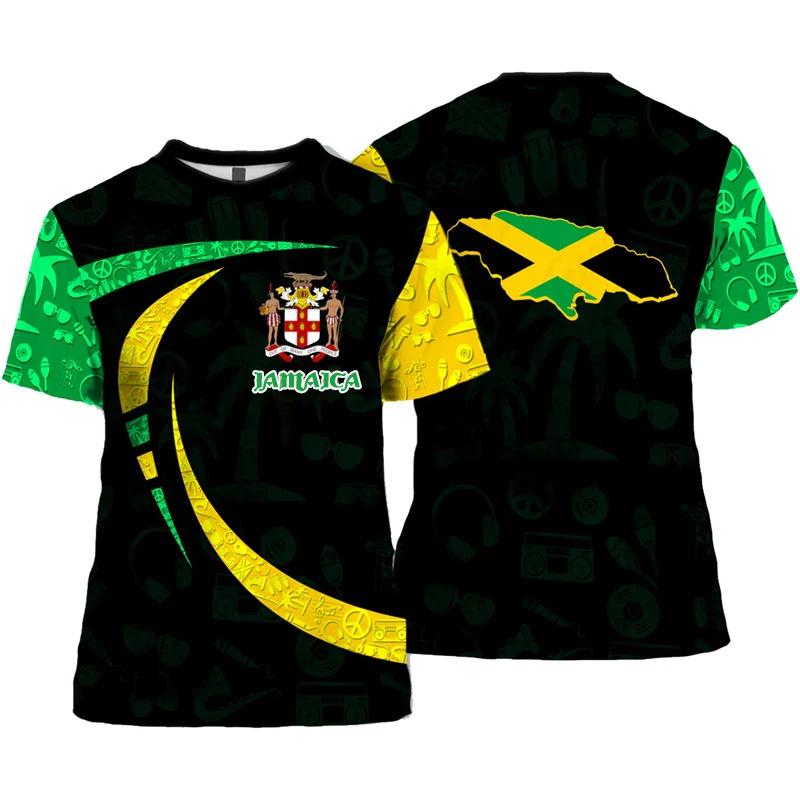 Jamaica Flag Graphic T Shirt For Men Jamaican National Emblem 3D Printed Short Sleeve Summer Streetwear T Shirts O-Neck Top Tees