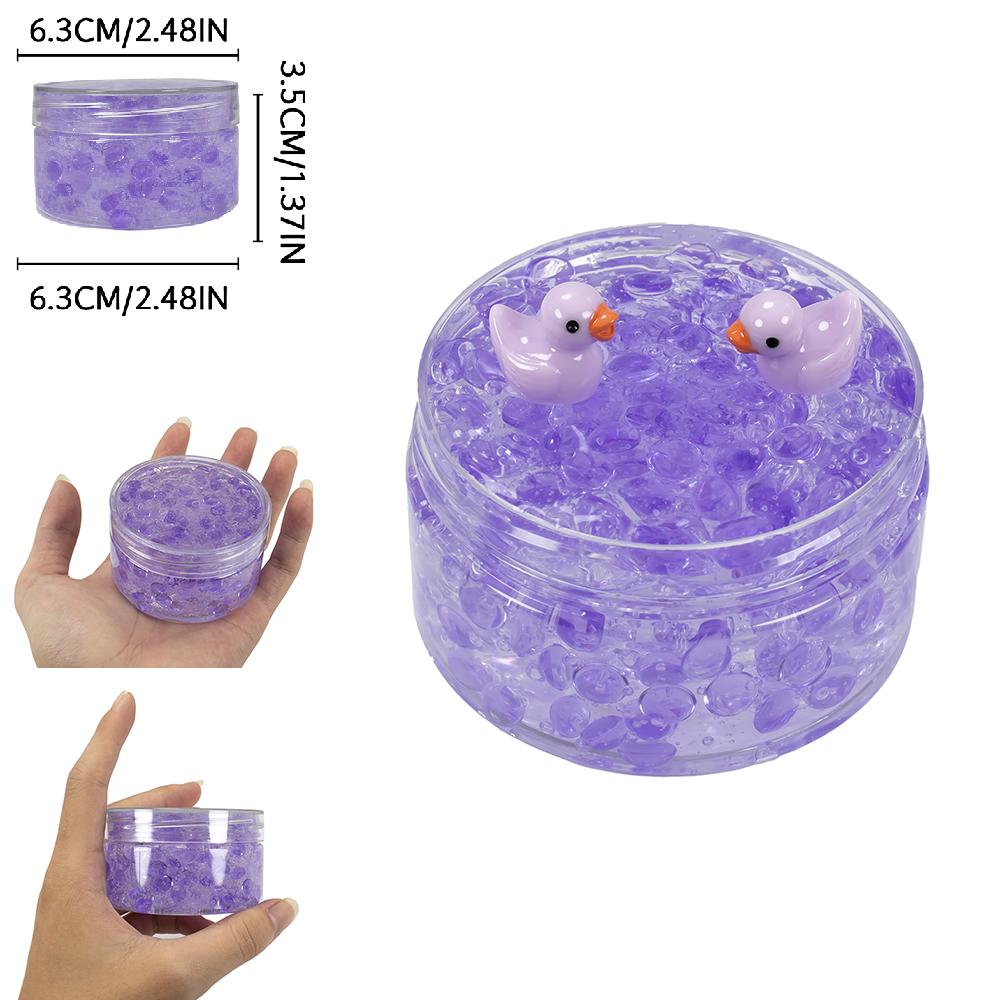 Kids Childrens 120ml Clear Beads Slime Kit with Duck Charms - Perfect Anti Stress Stretchy Non-Sticky Crystal Slime Gift Present for Teens