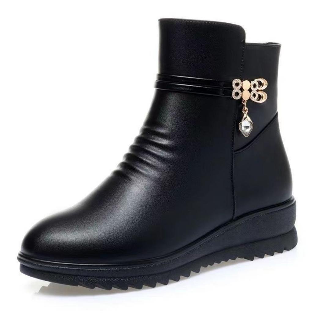 2025 Winter Thick Fur Inner Leather Women's Snow Boots Large Women's Winter Shoes