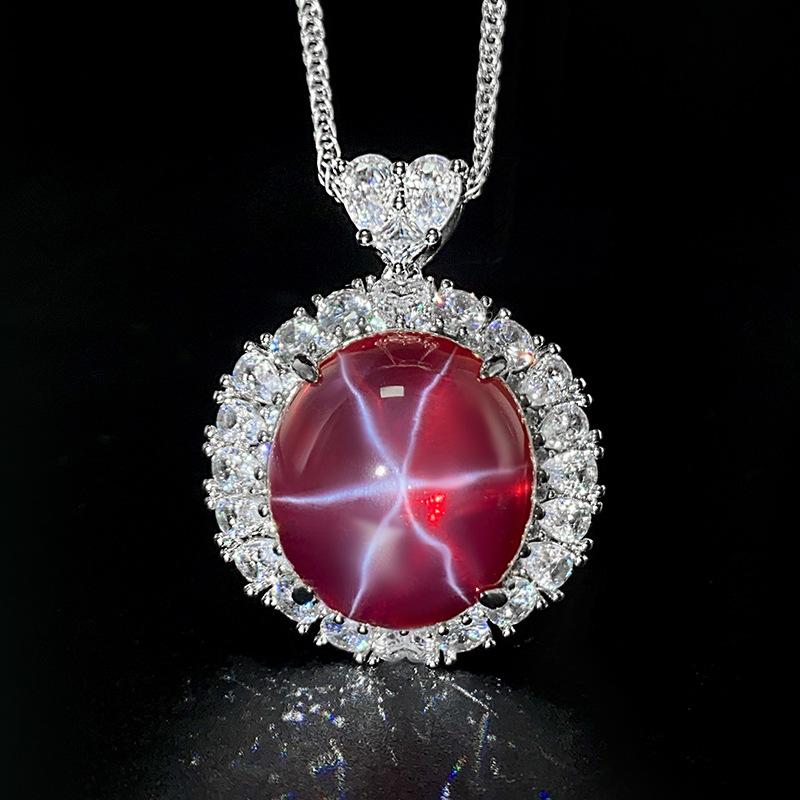 Schmuck Eis Samen Fluoreszierend Denier Form Simulation Roter Korund Hexagramm Stern Licht Set Hauptstein 18 * 20