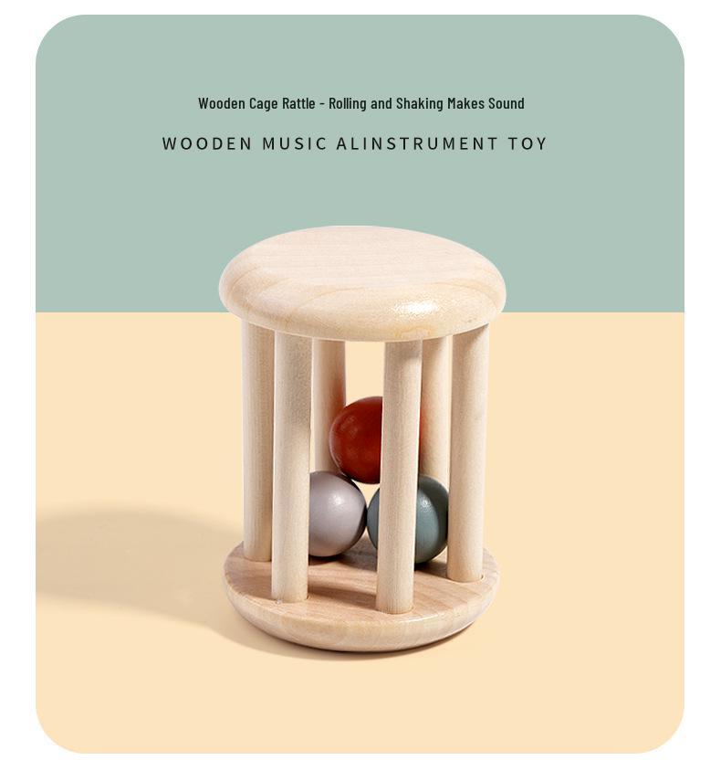 Orff Wooden Baby Rattle Bell - Infant Early Education & Soothing Crib Toy